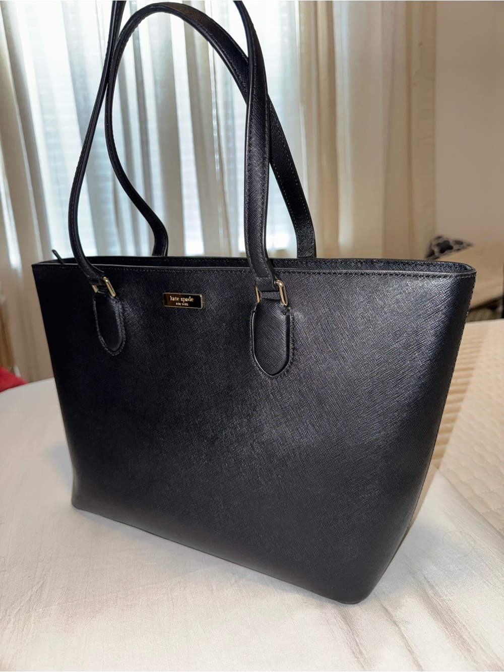 Kate Spade Black Saffiano Leather Tote With Dust Bag - Picture 8 of 10
